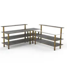 Mogogo - Modular 100.5" x 100.5" x 48" Grey Slate / Brushed Brass Pro Corner Station - MGCMLB05GBXF