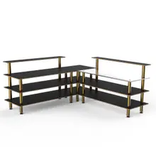 Mogogo - Modular 100.5" x 100.5" x 48" Black Marble / Brushed Brass Pro Corner Station - MGCMLB05MBXF