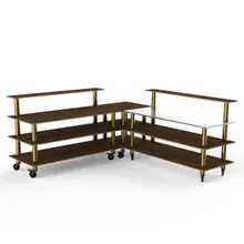 Mogogo - Modular 100.5" x 100.5" x 48" Mango Wood / Brushed Brass Pro Corner Station W/ Casters - MGCMLB05WBXW