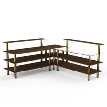Mogogo - Modular 100.5" x 100.5" x 48" Mango Wood / Brushed Brass Pro Corner Station - MGCMLB05WBXF