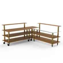 Mogogo - Modular 100.5" x 100.5" x 48" Bamboo / Brushed Brass Pro Corner Station W/ Casters - MGCMLB05BBXW