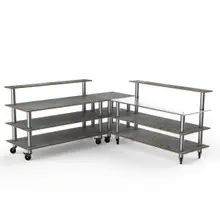 Mogogo - Modular 100.5" x 100.5" x 48" Grey Slate / Brushed Stainless Steel Pro Corner Station W/ Casters - MGCMLB05GSXW