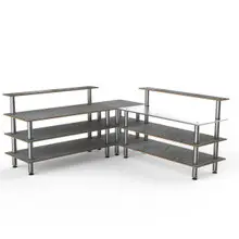 Mogogo - Modular 100.5" x 100.5" x 48" Grey Slate / Brushed Stainless Steel Pro Corner Station - MGCMLB05GSXF