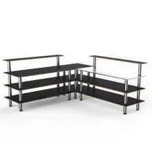 Mogogo - Modular 100.5" x 100.5" x 48" Black Marble / Brushed Stainless Steel Pro Corner Station - MGCMLB05MSXF