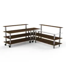 Mogogo - Modular 100.5" x 100.5" x 48" Mango Wood / Brushed Stainless Steel Pro Corner Station W/ Casters - MGCMLB05WSXW