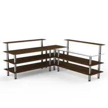 Mogogo - Modular 100.5" x 100.5" x 48" Mango Wood / Brushed Stainless Steel Pro Corner Station - MGCMLB05WSXF