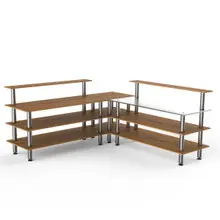 Mogogo - Modular 100.5" x 100.5" x 48" Bamboo / Brushed Stainless Steel Pro Corner Station - MGCMLB05BSXF