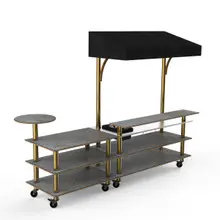 Mogogo - Modular 125" x 41" x 95.5" Grey Slate / Brushed Brass Mixology Bar Station W/ Canopy & Casters - MGCMLC07GBBW