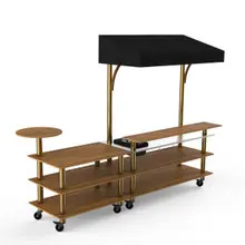 Mogogo - Modular 125" x 41" x 95.5" Bamboo / Brushed Brass Mixology Bar Station W/ Canopy & Casters - MGCMLC07BBBW
