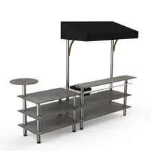 Mogogo - Modular 125" x 41" x 95.5" Grey Slate / Brushed Stainless Steel Mixology Bar Station W/ Canopy - MGCMLC07GSBF