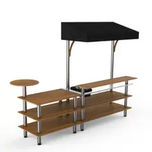 Mogogo - Modular 125" x 41" x 95.5" Bamboo / Brushed Stainless Steel Mixology Bar Station W/ Canopy - MGCMLC07BSBF