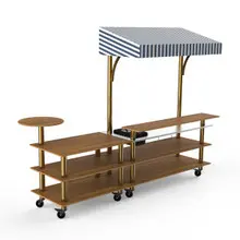 Mogogo - Modular 125" x 41" x 95.5" Bamboo / Brushed Brass Mixology Bar Station W/ Canopy & Casters - MGCMLC07BBWW