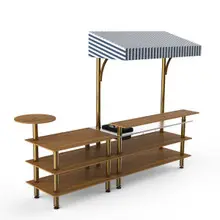 Mogogo - Modular 125" x 41" x 95.5" Bamboo / Brushed Brass Mixology Bar Station W/ Canopy - MGCMLC07BBWF