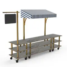 Mogogo - Modular 130" x 33" x 95.5" Grey Slate / Brushed Brass Bazaar Action Station W/ Canopy & Casters - MGCMLA03GBWW