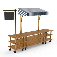 Modular 130" x 33" x 95.5" Bamboo / Brushed Brass Bazaar Action Station W/ Canopy & Casters - MGCMLA03BBWW