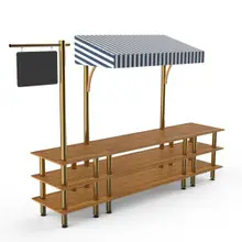 Modular 130" x 33" x 95.5" Bamboo / Brushed Brass Bazaar Action Station W/ Canopy - MGCMLA03BBWF