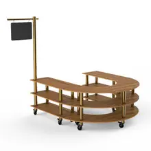 Modular 88" x 81.5" x 99.5" Bamboo / Brushed Brass U Shape Station W/ Casters - MGCMSA07BBXW