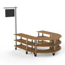 Modular 88" x 81.5" x 99.5" Bamboo / Brushed Stainless Steel U Shape Station W/ Casters - MGCMSA07BSXW