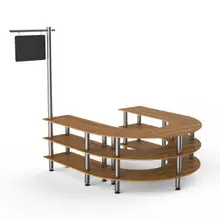 Modular 88" x 81.5" x 99.5" Bamboo / Brushed Stainless Steel U Shape Station - MGCMSA07BSXF