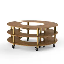 Mogogo - Modular 81.5" x 35" Bamboo / Brushed Brass Round Station W/ Casters - MGCMSA03BBXW