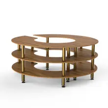 Mogogo - Modular 81.5" x 35" Bamboo / Brushed Brass Round Station - MGCMSA03BBXF