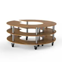 Mogogo - Modular 81.5" x 35" Bamboo / Brushed Stainless Steel Round Station W/ Casters - MGCMSA03BSXW