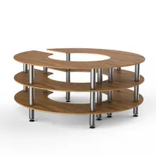Mogogo - Modular 81.5" x 35" Bamboo / Brushed Stainless Steel Round Station - MGCMSA03BSXF