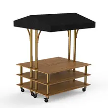 Mogogo - Modular 71" x 67" x 95.5" Bamboo / Brushed Brass Back To Back Market W/ Canopy & Casters - MGCMLB22BBBW
