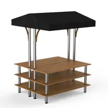 Mogogo - Modular 71" x 67" x 95.5" Bamboo / Brushed Stainless Steel Back To Back Market W/ Canopy - MGCMLB22BSBF