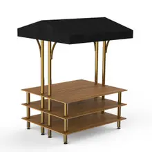 Mogogo - Modular 71" x 67" x 95.5" Bamboo / Brushed Brass Back To Back Market W/ Canopy - MGCMLB22BBBF