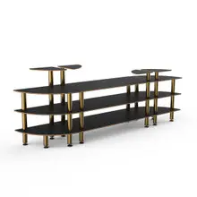 Mogogo - Modular 130" x 29.5" x 48" Black Marble / Brushed Brass Classic Curved Buffet Station - MGCMLB02MBXF