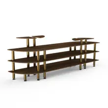Mogogo - Modular 130" x 29.5" x 48" Mango Wood / Brushed Brass Classic Curved Buffet Station - MGCMLB02WBXF