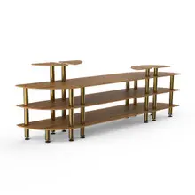Mogogo - Modular 130" x 29.5" x 48" Bamboo / Brushed Brass Classic Curved Buffet Station - MGCMLB02BBXF