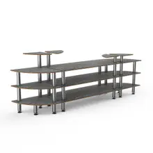 Mogogo - Modular 130" x 29.5" x 48" Grey Slate / Brushed Stainless Steel Classic Curved Buffet Station - MGCMLB02GSXF