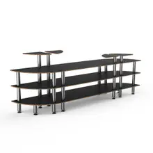 Mogogo - Modular 130" x 29.5" x 48" Black Marble / Brushed Stainless Steel Classic Curved Buffet Station - MGCMLB02MSXF