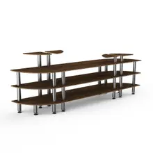 Mogogo - Modular 130" x 29.5" x 48" Mango Wood / Brushed Stainless Steel Classic Curved Buffet Station - MGCMLB02WSXF