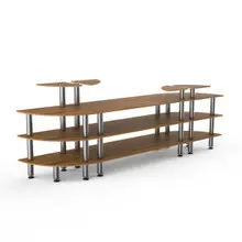 Mogogo - Modular 130" x 29.5" x 48" Bamboo / Brushed Stainless Steel Classic Curved Buffet Station - MGCMLB02BSXF