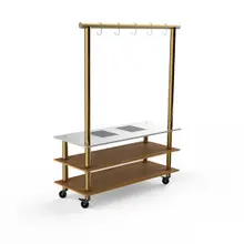 Mogogo - Modular 130" x 29.5" x 95.5" Bamboo / Brushed Brass Arched Pro Cooking Induction Unit W/ Casters - MGCMLD14BBXW