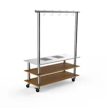 Mogogo - Modular 130" x 29.5" x 95.5" Bamboo / Brushed Stainless Steel Arched Pro Cooking Induction Unit W/ Casters - MGCMLD14BSXW