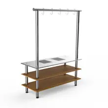 Mogogo - Modular 130" x 29.5" x 95.5" Bamboo / Brushed Stainless Steel Arched Pro Cooking Induction Unit - MGCMLD14BSXF