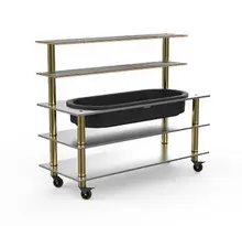 Mogogo - Modular 71" x 29.5" x 60" Grey Slate / Brushed Brass Pro Back Bar W/ Ice Bin & Casters - MGCMLC03GBXW