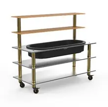 Mogogo - Modular 71" x 29.5" x 60" Bamboo / Brushed Brass Pro Back Bar W/ Ice Bin & Casters - MGCMLC03BBXW
