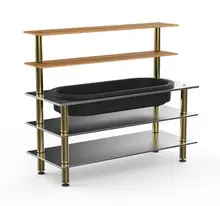 Mogogo - Modular 71" x 29.5" x 60" Bamboo / Brushed Brass Pro Back Bar W/ Ice Bin - MGCMLC03BBXF