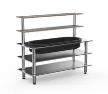 Mogogo - Modular 71" x 29.5" x 60" Grey Slate / Brushed Stainless Steel Pro Back Bar W/ Ice Bin - MGCMLC03GSXF