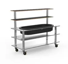 Mogogo - Modular 71" x 29.5" x 60" Black Marble / Brushed Stainless Steel Pro Back Bar W/ Ice Bin & Casters - MGCMLC03MSXW