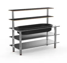 Mogogo - Modular 71" x 29.5" x 60" Black Marble / Brushed Stainless Steel Pro Back Bar W/ Ice Bin - MGCMLC03MSXF