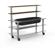Mogogo - Modular 71" x 29.5" x 60" Mango Wood / Brushed Stainless Steel Pro Back Bar W/ Ice Bin & Casters - MGCMLC03WSXW