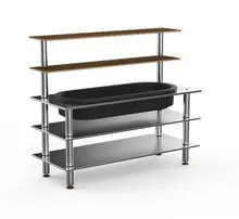Mogogo - Modular 71" x 29.5" x 60" Mango Wood / Brushed Stainless Steel Pro Back Bar W/ Ice Bin - MGCMLC03WSXF