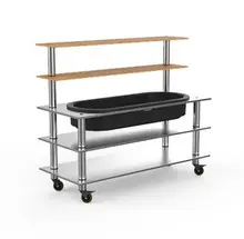 Mogogo - Modular 71" x 29.5" x 60" Bamboo / Brushed Stainless Steel Pro Back Bar W/ Ice Bin & Casters - MGCMLC03BSXW