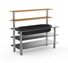 Mogogo - Modular 71" x 29.5" x 60" Bamboo / Brushed Stainless Steel Pro Back Bar W/ Ice Bin - MGCMLC03BSXF